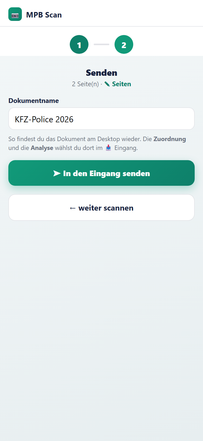 In den Eingang senden